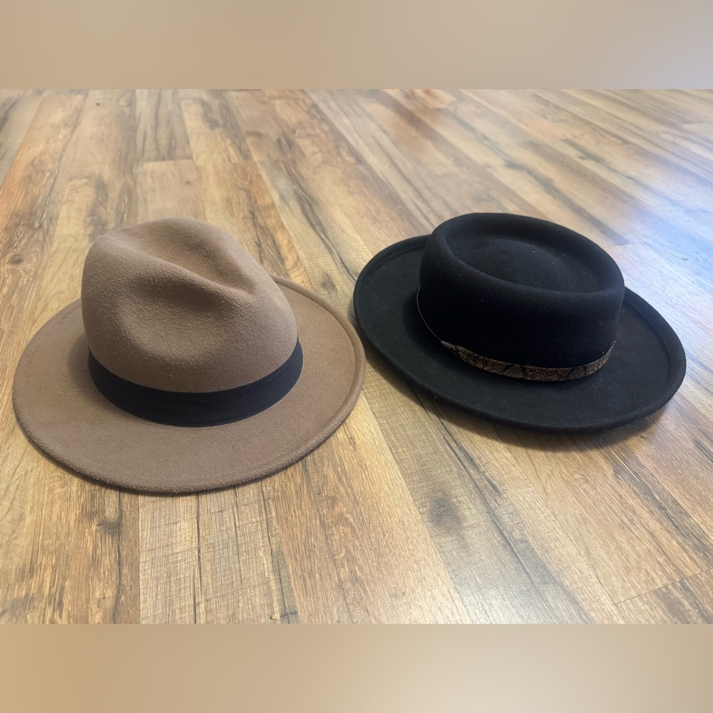 H&M Tan and Universal Threads Black Hat/Fedoras Bundle